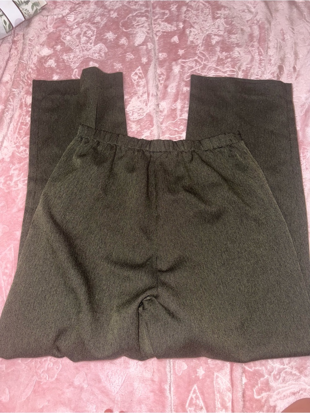 High-Rise Olive Straight-Leg Women's Trousers - Picture 4 of 6